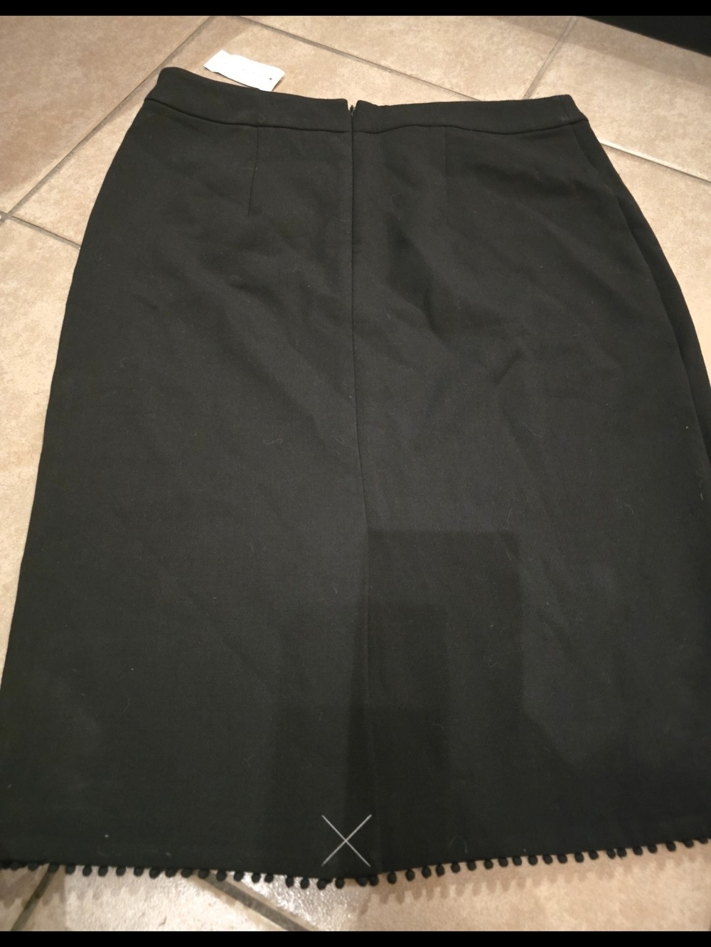 Ann Taylor Black Pencil Skirt with Pom Hem